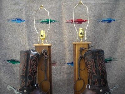   Leather Cowboy Boot Lamps are made by an Arizona talented artist