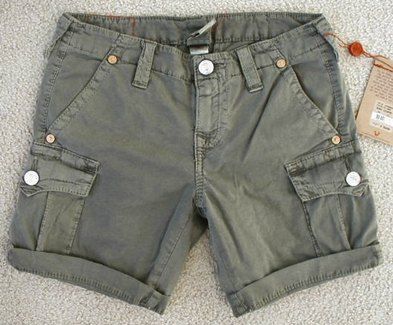 NWT True Religion Jenna cropped cargo shorts Army  