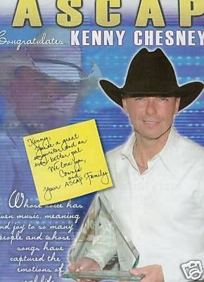 ASCAP Congratulates KENNY CHESNEY Promo Poster Ad MINT  