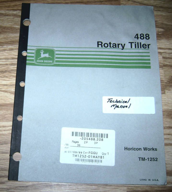 John Deere 650 750 Tractor 488 Tiller Technical Manual  