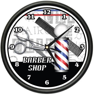 BARBER SHOP Wall Clock hair salon cutter pole gift  