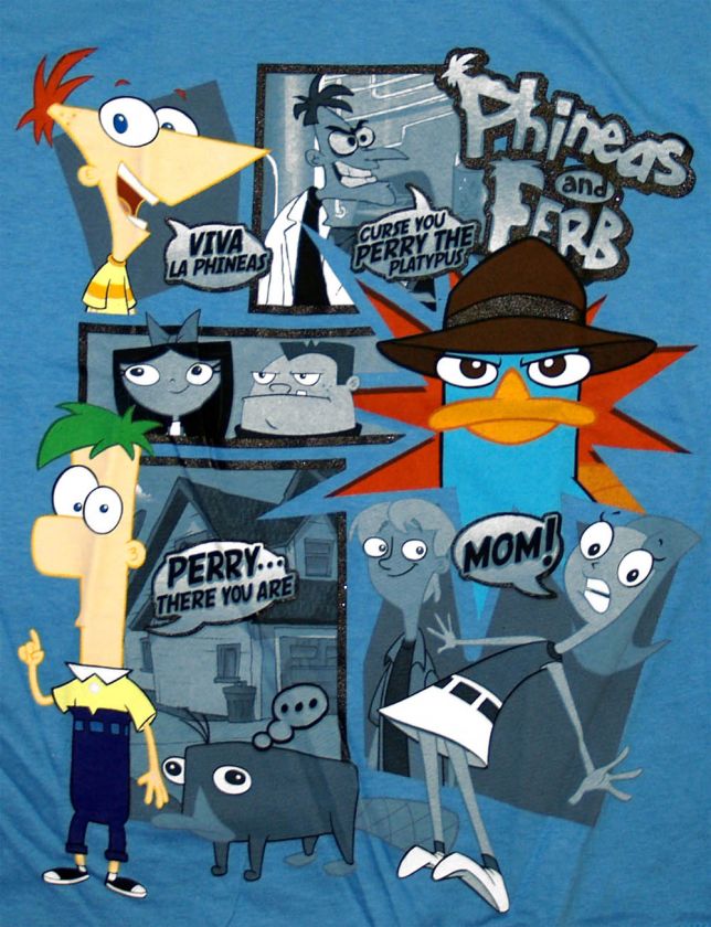 Phineas And Ferb Agent Perry Platypus Comic Cartoon Boys Youth T Shirt 