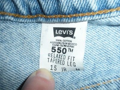 STONEWASHED CLASSIC LEVIS 550 DENIM JEANS 15 jr RED TAB  