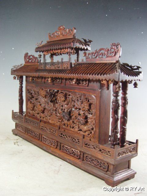 RARE LARGE CHINESE BOXWOOD CARVING DRAGON WALL 22 W  