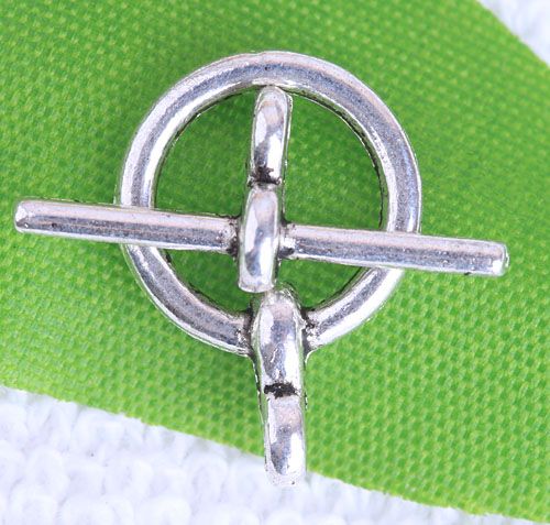 100 Tibetan Silver Smooth Circle Toggle Clasps C0270  