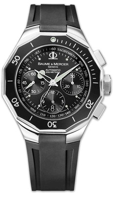 MODEL 8723 ► NEW BAUME & MERCIER RIVIERA BLACK CHRONO MENS XL 