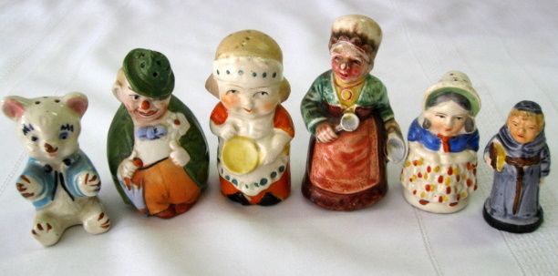   Figural Ceramic Salt or Pepper Shakers Bear Clown Lady Cooks Monk