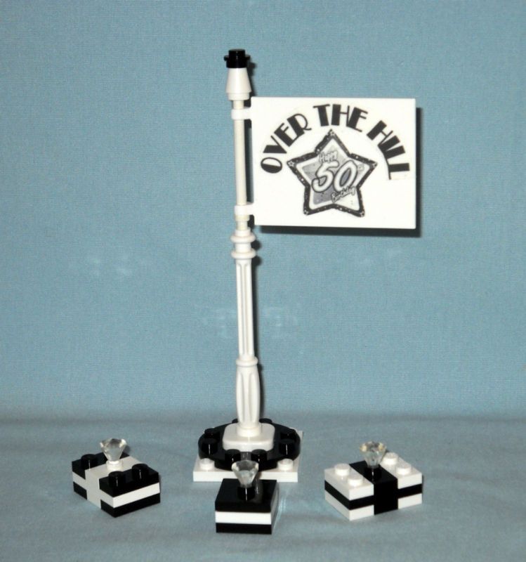 NEW LEGO OVER THE HILL 50 BIRTHDAY BANNER CAKE TOPPER  