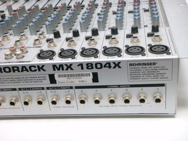 BEHRINGER EURORACK MX1804X MIXER   NO ADAPTER  