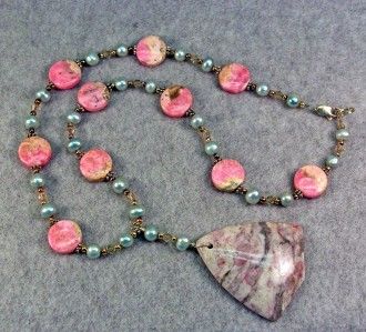 Healing Pink Tourmaline & Rhodocrosite Chakra Necklace  