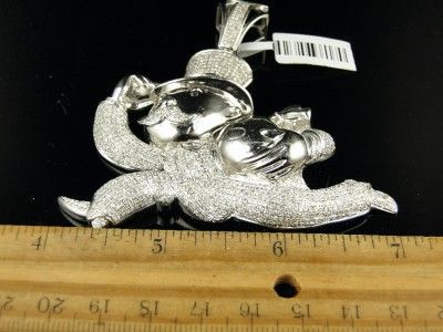 10K WHITE GOLD MONOPOLY MONEY GUY DIAMOND PENDANT 2 CT  