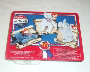 LIBEARTY THE BEAR TY BEANIE McDonalds 1996 NEW & SEALED  