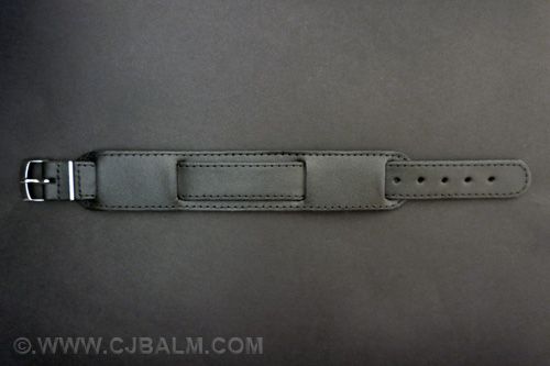 Quality Black Military Style Leather Watch Strap 16mm 18mm 20mm  