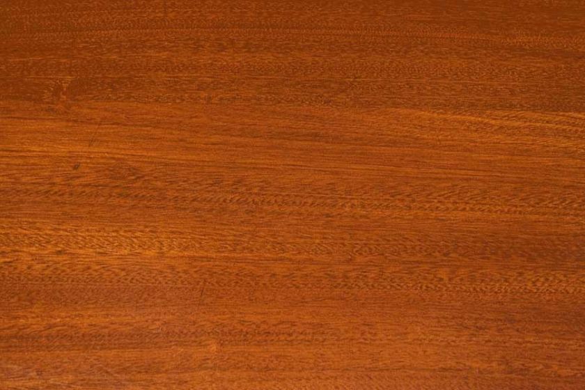 The mahogany displays a rich complexion and a pronounced grain.