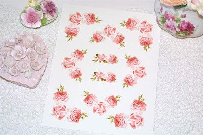 BIG OL vintage chic~CABBAGE ROSE CORNER DECALS~shabby  