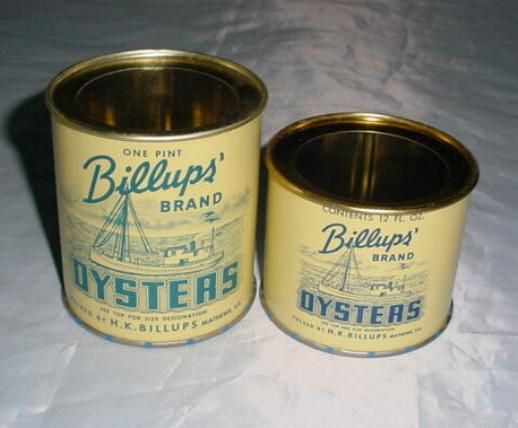 Vintage Billups Oyster Cans  