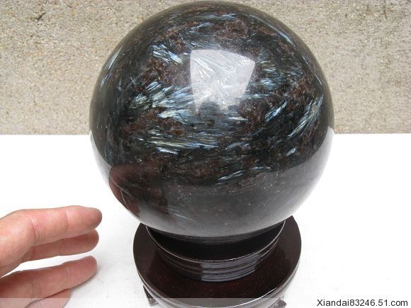 RUSSIAN BLUE FIREWORKS ASTROPHYLITE QUARTZ BALL STAND  