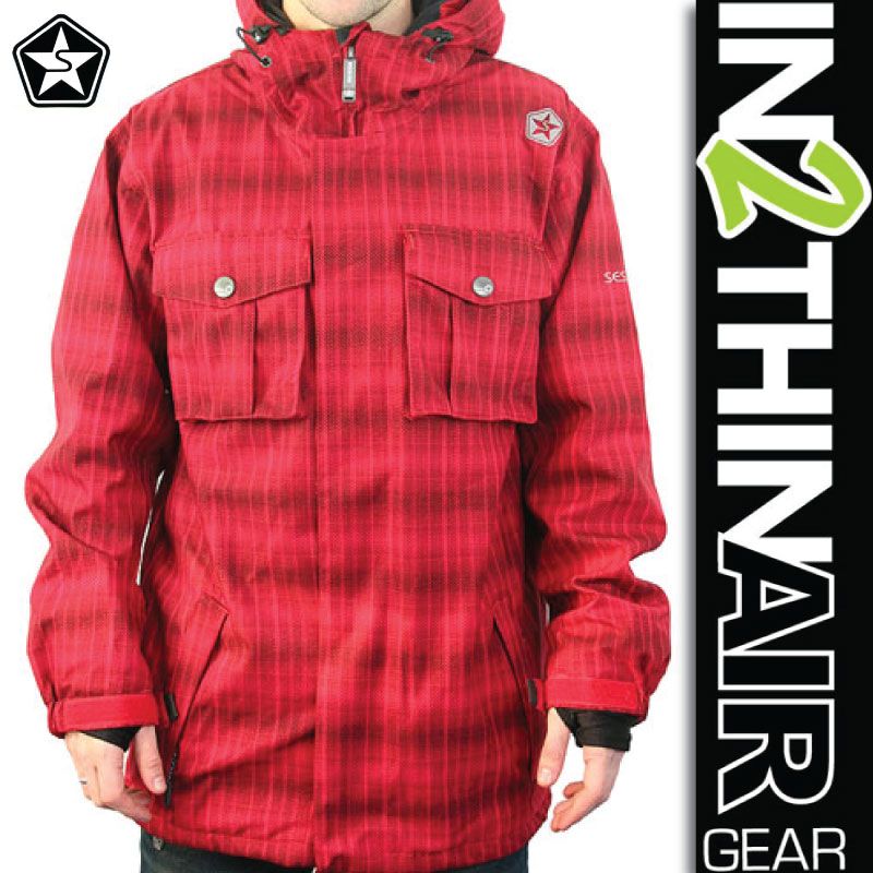 NEW MENS SESSIONS TEAM SNOWBOARD/SKI JACKET RED PLAID/ S M  