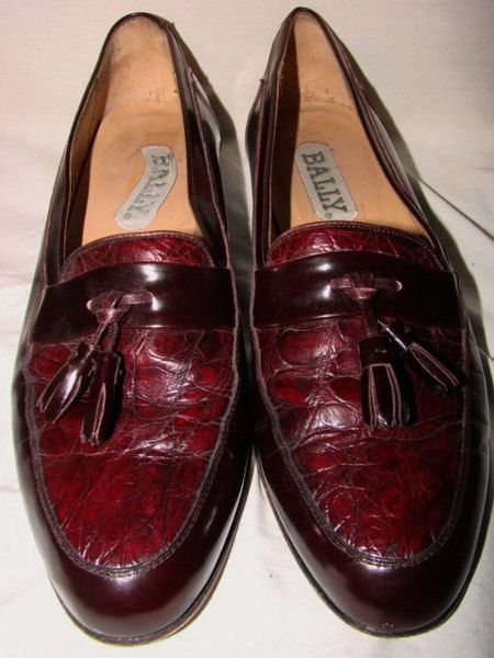   BALLY LUCIO CROCODILE SKIN Tassell Loafers Sz 8 D Crocs Italy  