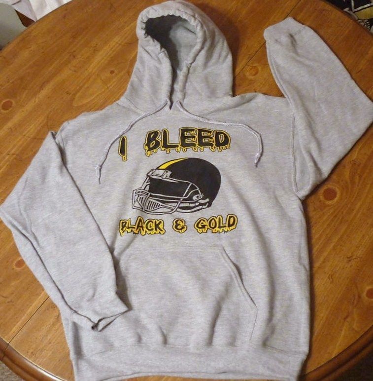 PITTSBURGH I BLEED BLACK & GOLD GRAY HOODIE SWEATSHIRT *** AL SIZES 