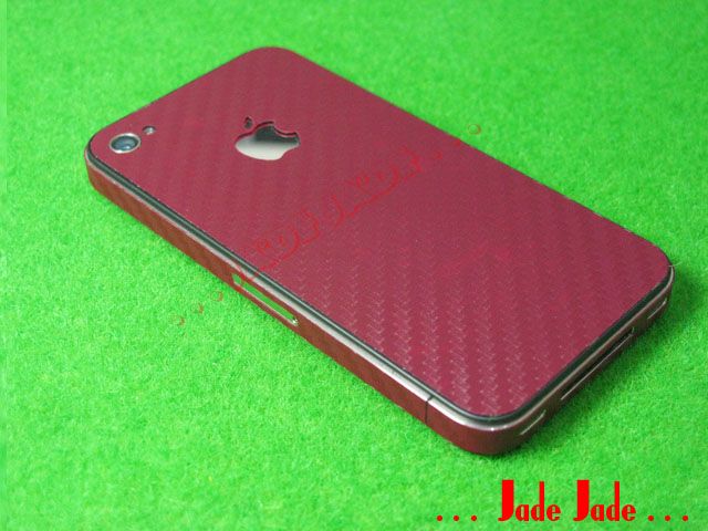 Burgundy Carbon Fiber Full Body iPhone 4 Skin Sticker E  