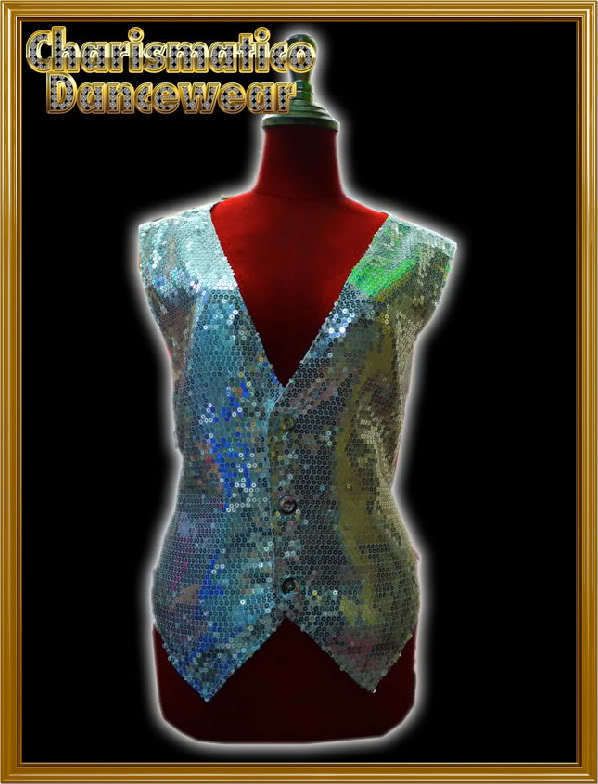 CUSTOM TAILOR SILVE SEQUIN DANCE MAN STYLE Jacket VEST  