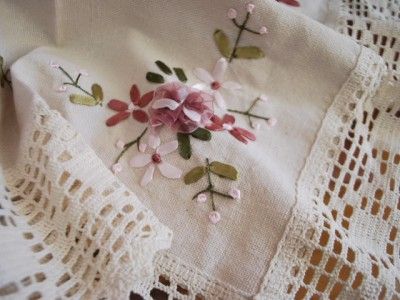 Ribbon Embroidery Crochet Lace Table Topper S Cream  