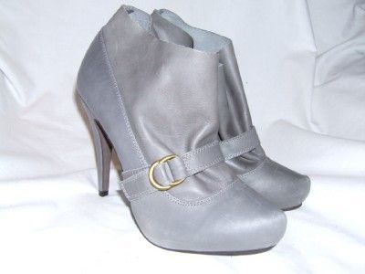 STEAVE MADDEN LUXE GRAY LEATHER HEEL SHOES BOOTYS 7,5M  