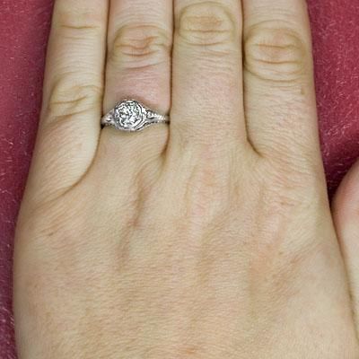   DIAMOND OEC ORIGINAL ART DECO F G COLOR FILIGREE ENGAGEMENT RING