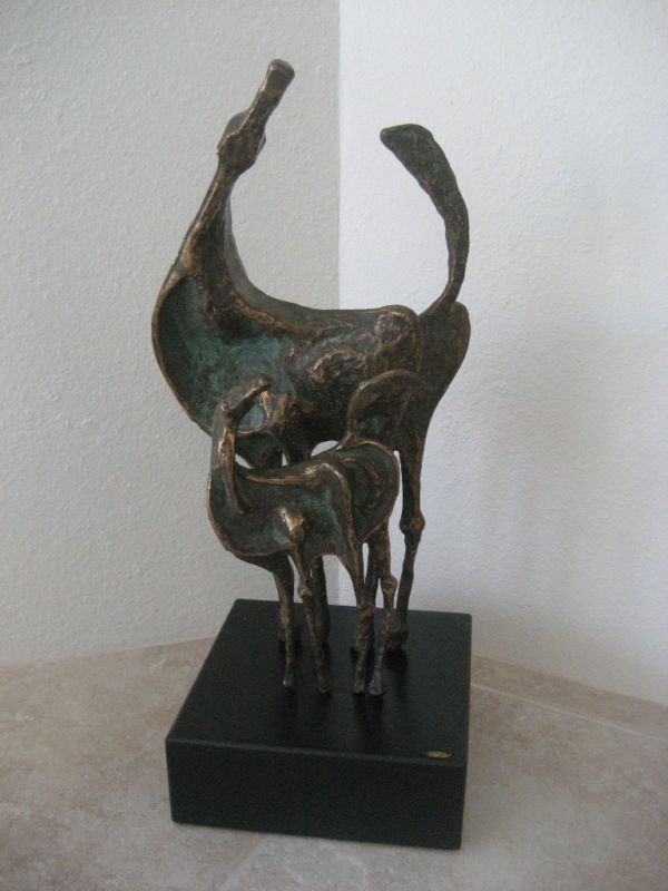 1970 Curtis Jere Signed Brutalist Bronze Mare and Colt  