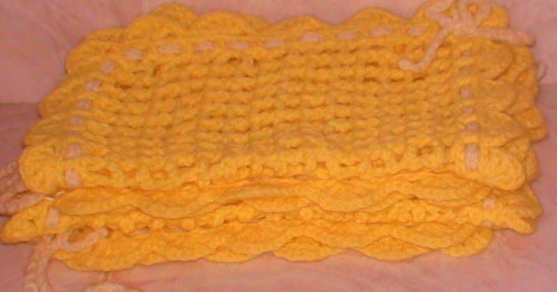 Yellow White Crocheted Placemats Handmade 15 X 13  