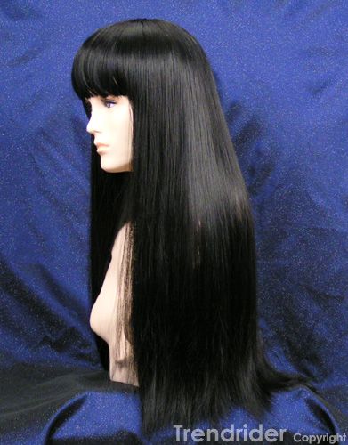 Black extra long wig full bangs SALT Angelina Jolie  