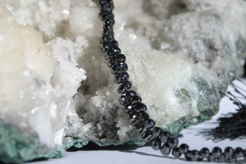 Genuine Black Diamond Faceted Drop Beads 6 In. Strand BnC Jewelry 