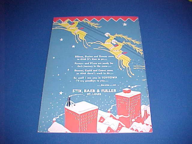 1931 STIX, BAER & FULLER SANTA TOY COLORING BOOK UNUSED  