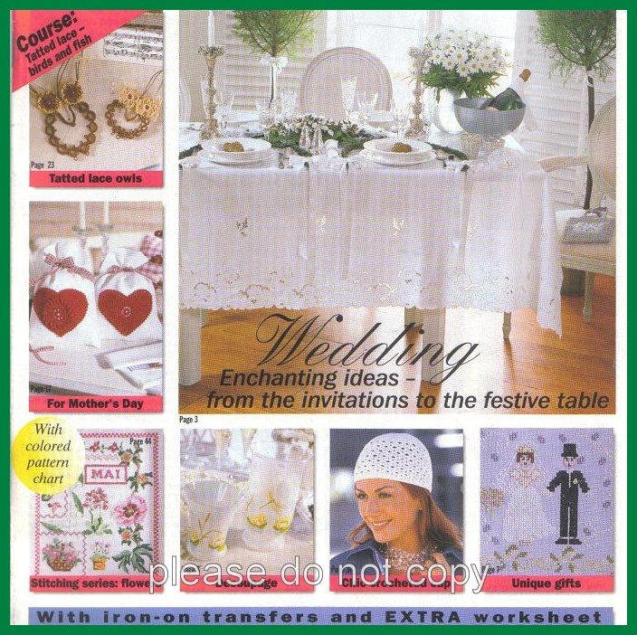 CROSS STITCH WEDDING SAMPLER FILET CROCHET ANNA BURDA MAGAZINE  