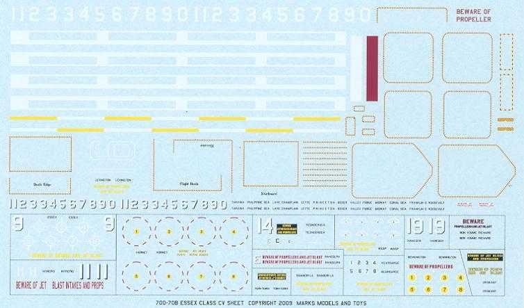 Starfighter Decals 1/700 U.S.S. ESSEX CLASS CARRIER Markings  