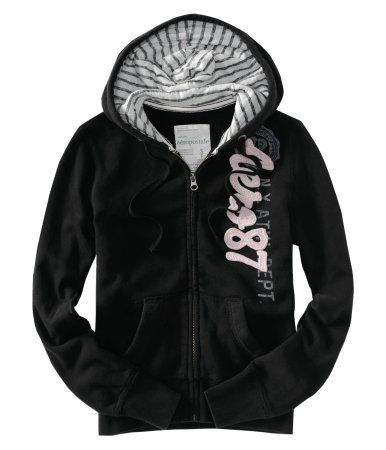 AEROPOSTALE NWT BLACK HOODIE JACKET SWEATSHIRT SMALL  