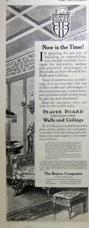   print advertising for Beaver Board wood fibre Walls & Ceilings