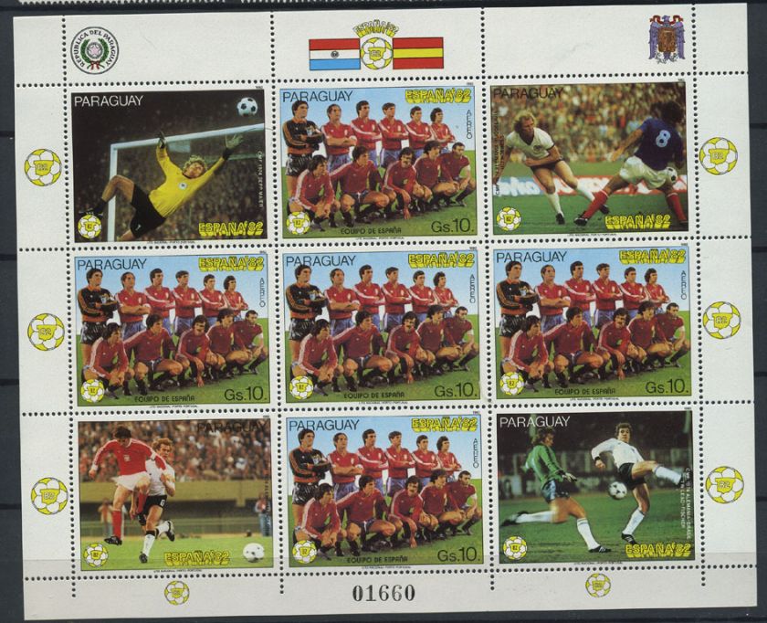 PARAGUAY FOOTBALL SOCCER 1982 MI #small sheet 3561 MNH  