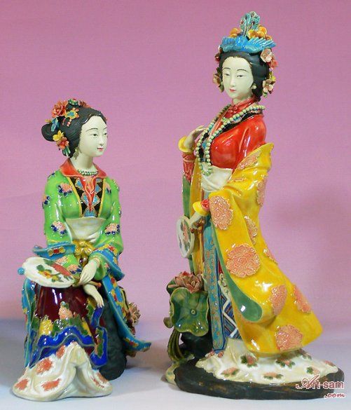 Master Ceramic / Porcelain Chinese Oriental Great Beauty Lady Figurine 