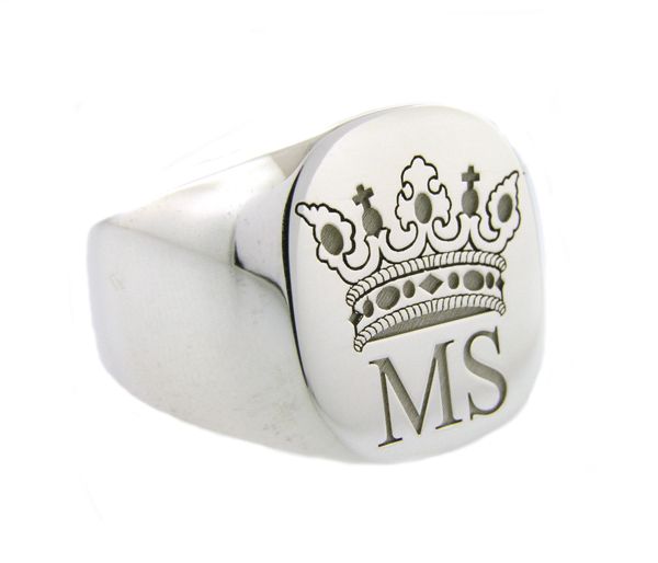 Signet ring Silver .925 personalized laser engraved  