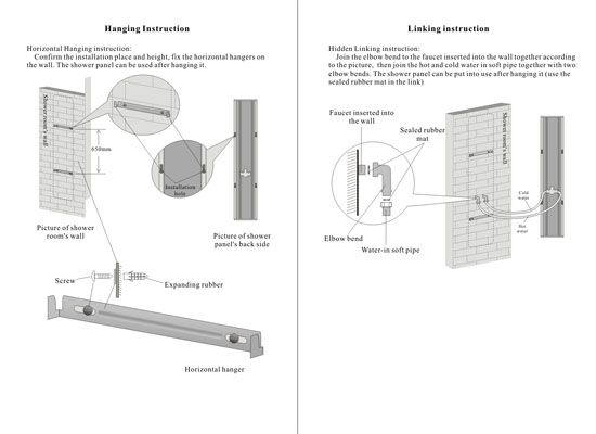 Aluminum Bathroom Shower Panel Tower Spout & Spa 6 Jets  