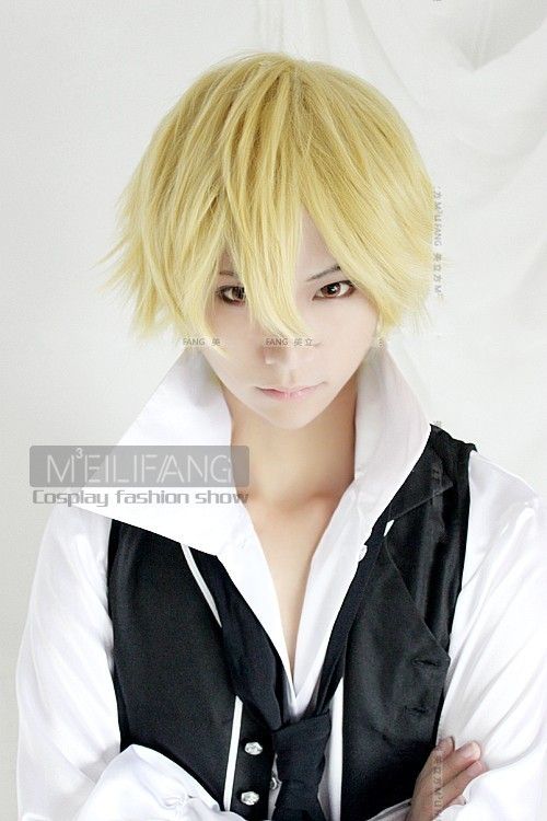 New DuRaRaRa Shizuo Heiwajima Short Light Yellow Cosplay Party Hair 