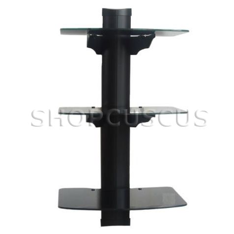 NEW DVD Stereo Components 3 Shelf Wall Mount Bracket Stand Cable Box 