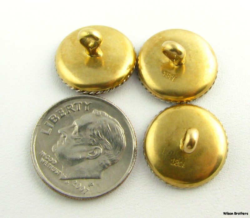   of Pearl Three Shaft Button Set   18k White & Yellow Gold  
