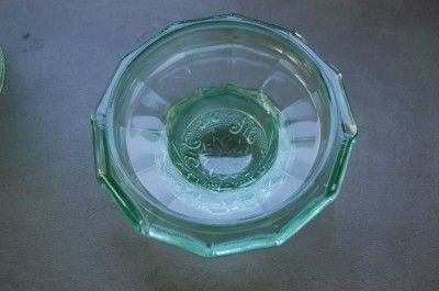   CHANTILLY GREEN SANDWICH DESIGN~10 PC DECANTER/GOBLETS/S&P  