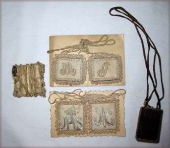 Antique Lot Scapulars Rosary Novena Catholic Bible Companion Mater 