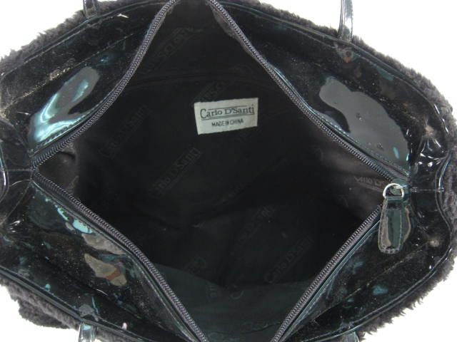 CARLO DSANTI Black Fabric Shoulder Tote Handbag  