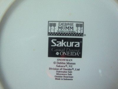 Sakura Debbie Mumm Snowman Salad Dessert Plate b  