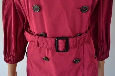 NWT BURBERRY $1,095 RUCHED GARNET RAIN COAT JACKET~8 42  